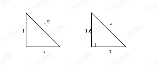 Solved: Find the values of x and y. The triangles are not drawn to ...