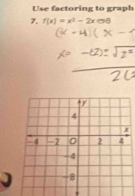 Use factoring to graph 
7. f(x)=x^2-2x□ 8