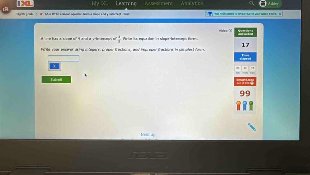 Solved: IXL My IXL Learning Assessment Analytics Ashley IA Eighth grade ...