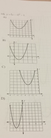 y=(x-1)^2-1
A) 
B) 
C) 
D)