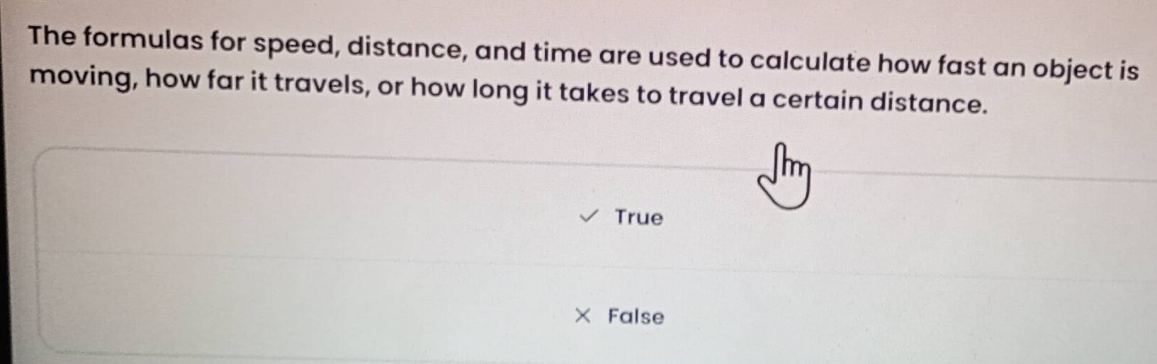 Solved: The formulas for speed, distance, and time are used to ...