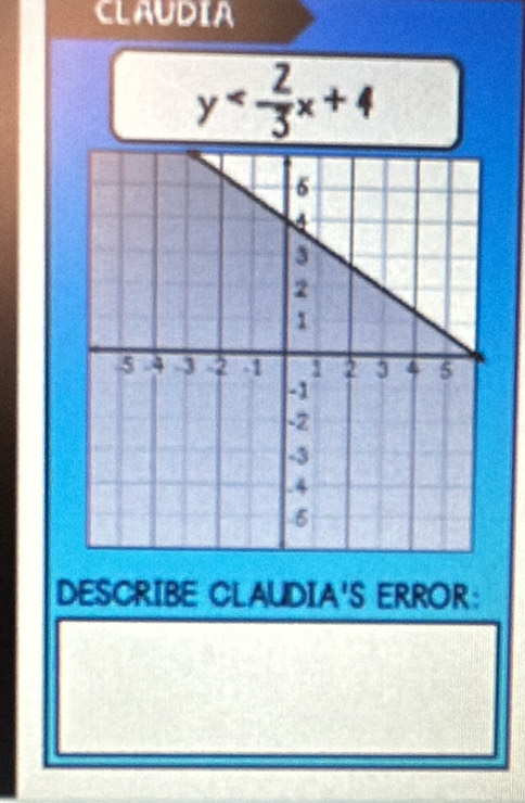 CLAUDIA
y
DESCRIBE CLAUDIA'S ERROR: