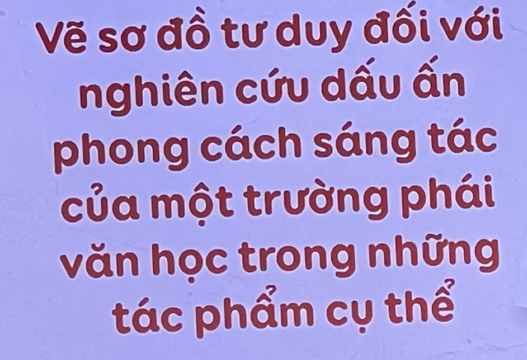 Vẽ sơ đồ tư duy đối với 
nghiên cứu dấu ấn 
phong cách sáng tác 
của một trường phái 
văn học trong những 
tác phẩm cụ thể