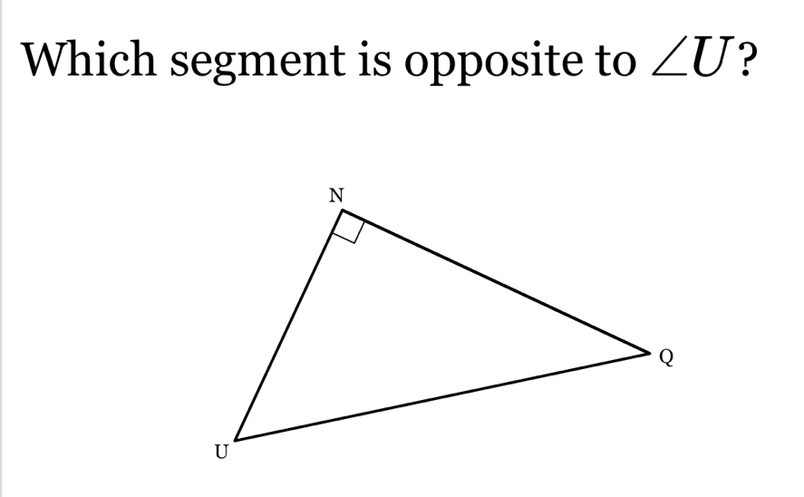 Which segment is opposite to ∠ U ?