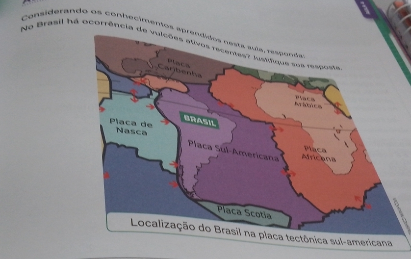 Considerando os conhecimentos 
No Brasil há ocorrência de vulcões ativos recentes? Justifique sua resposta 
3