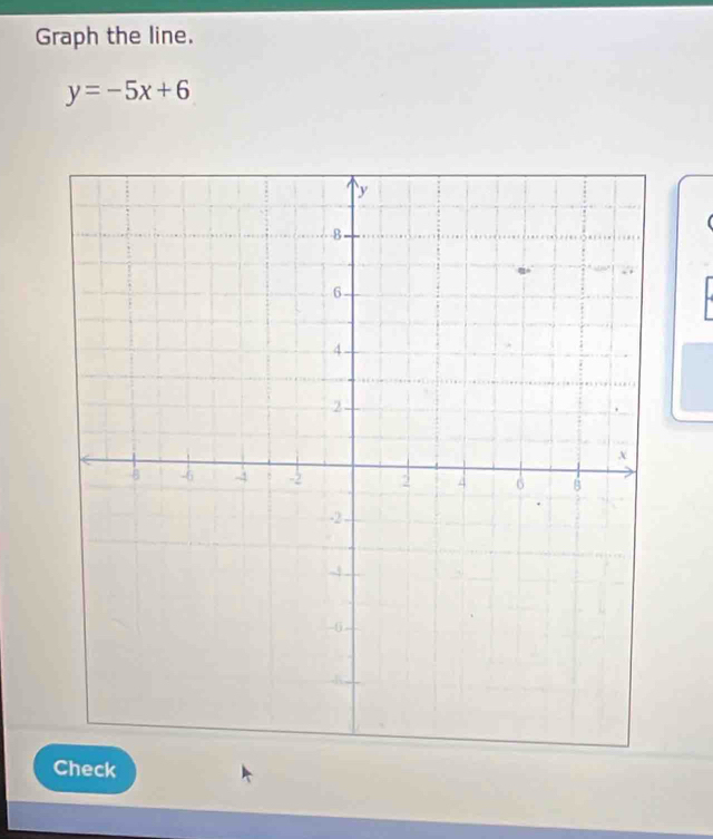 Graph the line.
y=-5x+6
Check