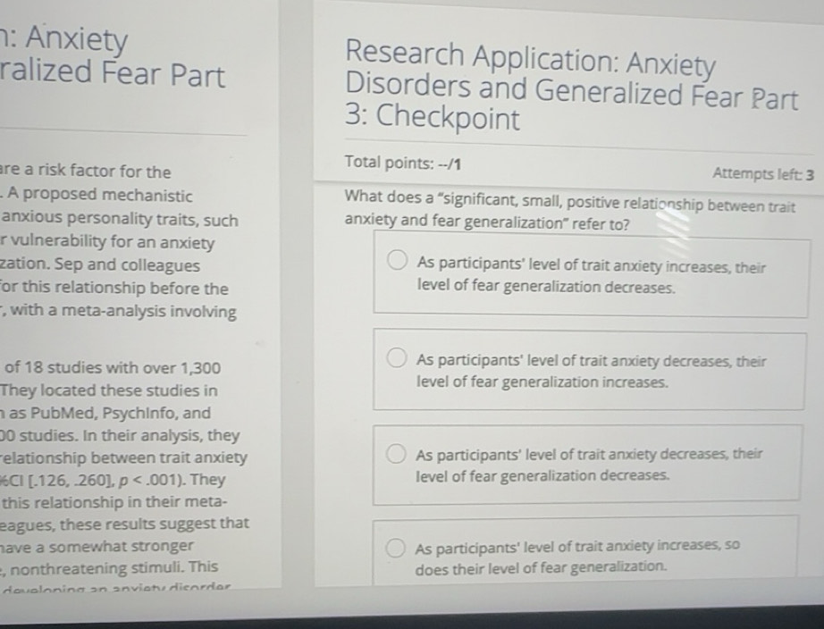 Solved: Anxiety Research Application: Anxiety ralized Fear Part ...