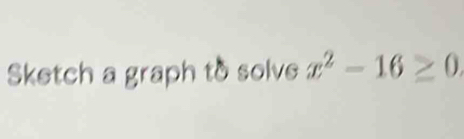 Sketch a graph to solve x^2-16≥ 0