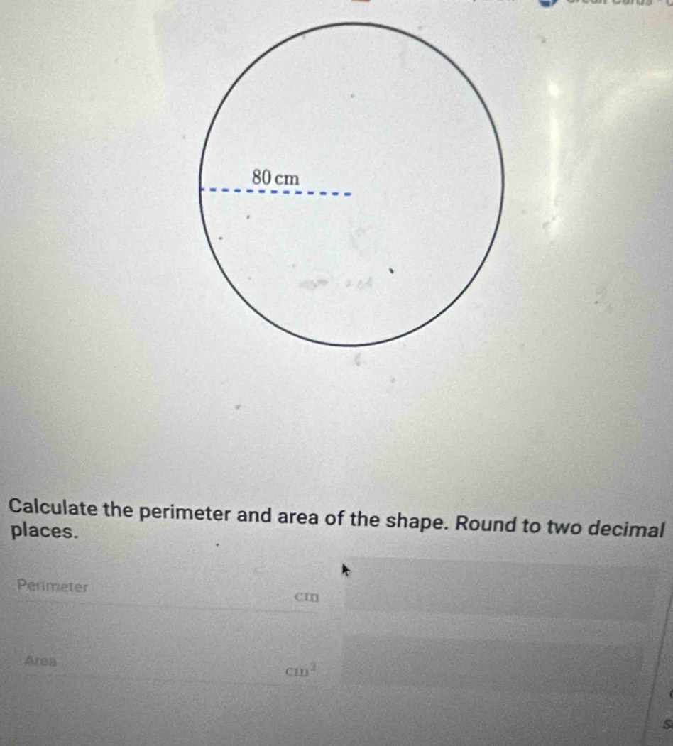 Solved: Calculate the perimeter and area of the shape. Round to two ...