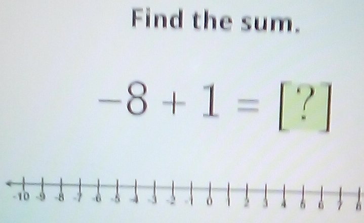 Find the sum.
-8+1=[?]