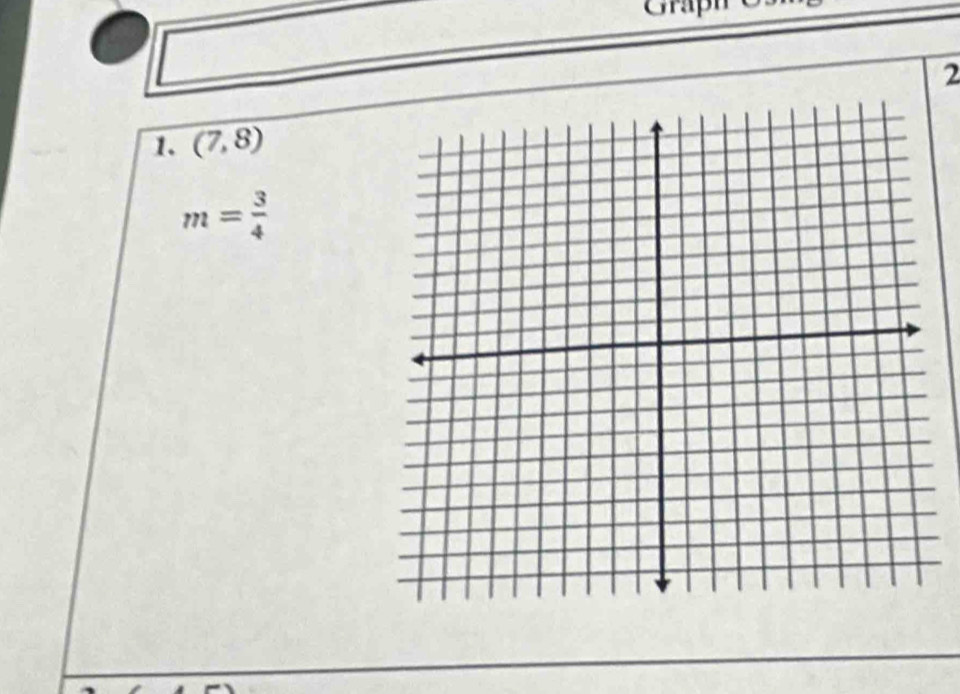 Graph 
2 
1. (7,8)
m= 3/4 