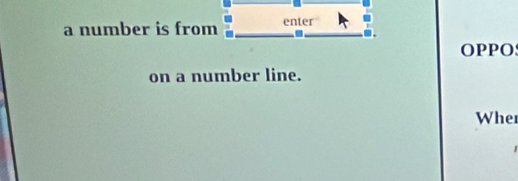 a number is from 
enter 
OPPO 
on a number line. 
Wher