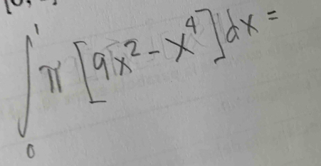 ∈t _0^(1π [9x^2)-x^4]dx=