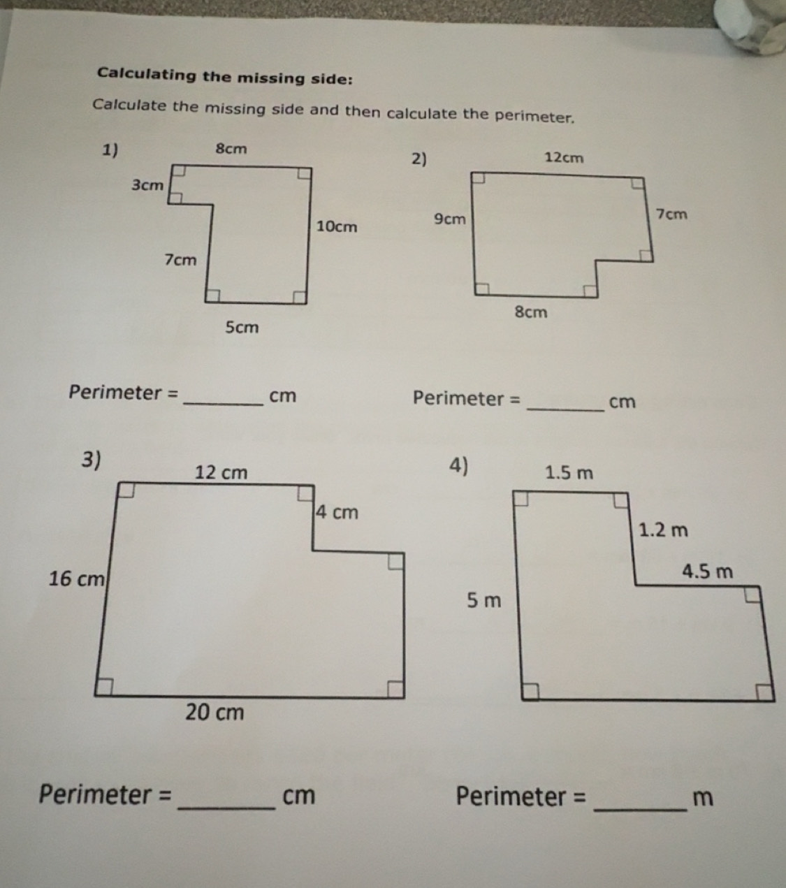 Solved: Calculating the missing side: Calculate the missing side and ...