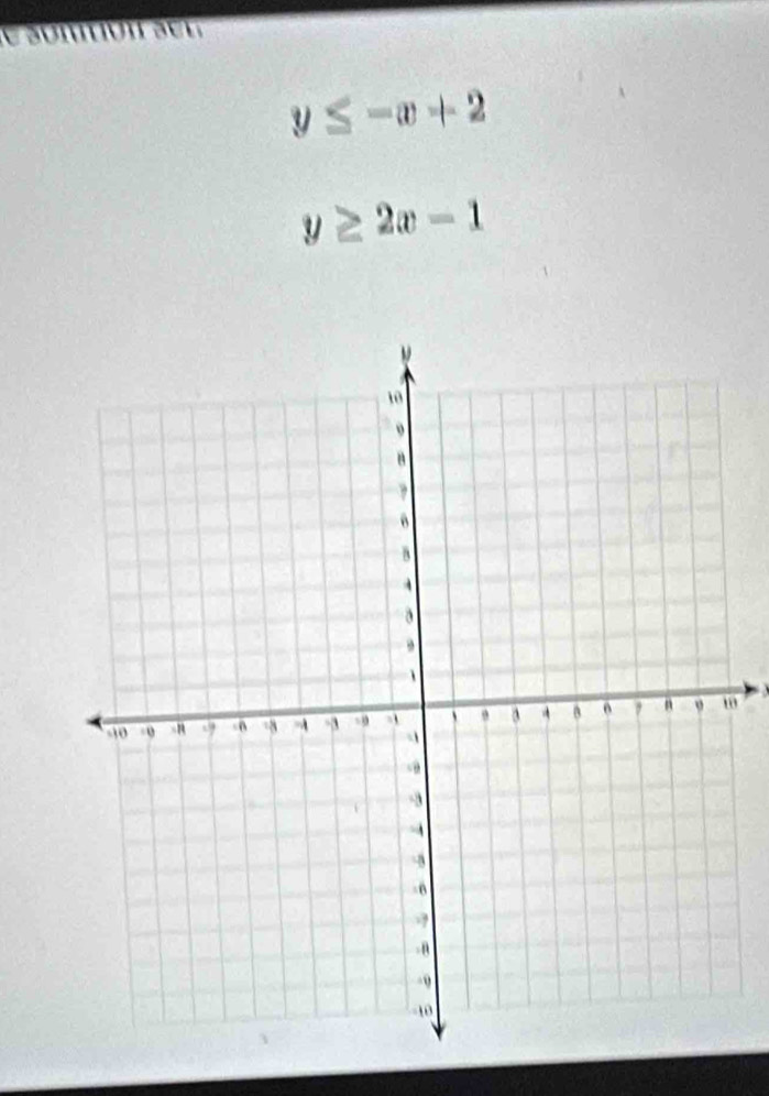 é o món s e l
y≤ -x+2
y≥ 2x-1