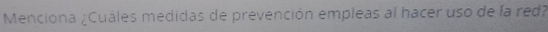 Menciona ¿Cuáles medidas de prevención empleas al hacer uso de la red?