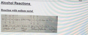 Alcohol Reactions 
Reaction with sodium metal