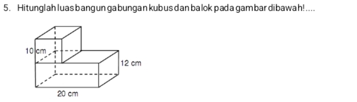 Hitunglah luas bang un gabungan kubus dan ba lok pad a gam bar dibawah!....