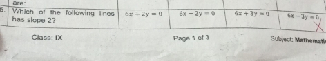 Class: IX Page 1 of 3 Subject: Mathemati