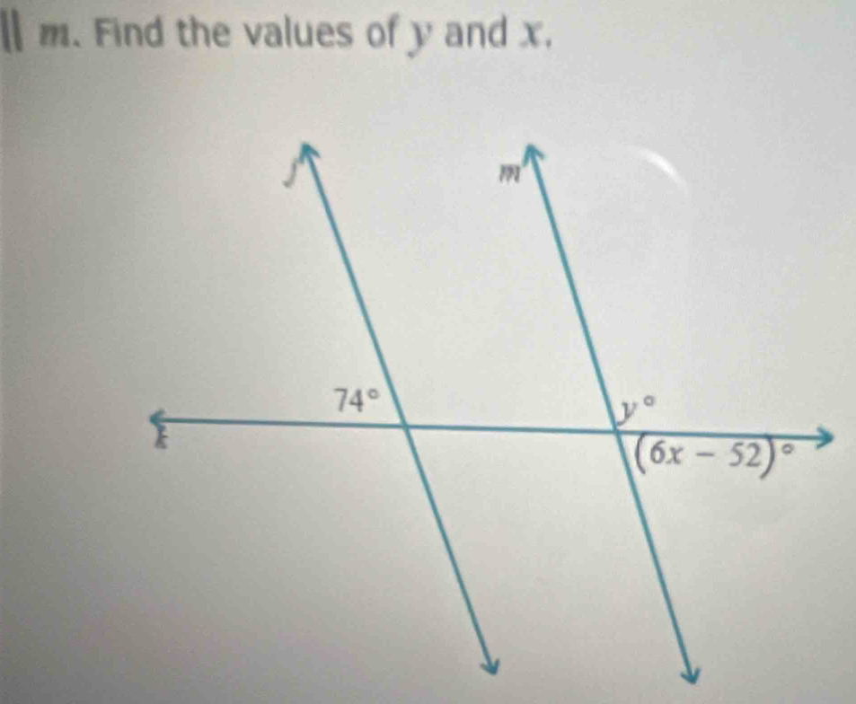 Ⅱ m. Find the values of y and x.