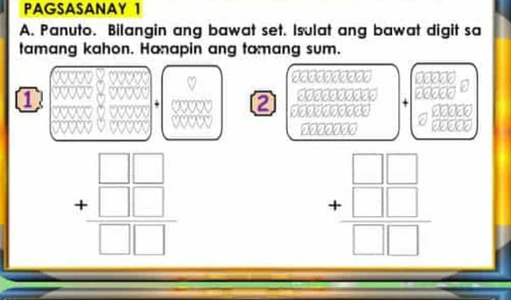 Solved: PAGSASANAY 1 A. Panuto. Bilangin ang bawat set. Isulat ang ...