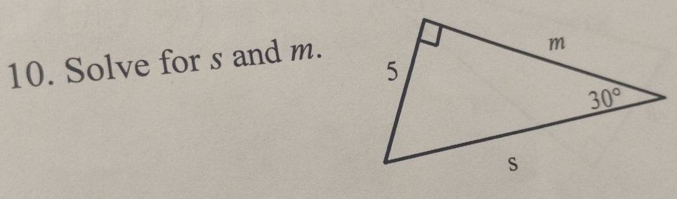 Solve for s and m.