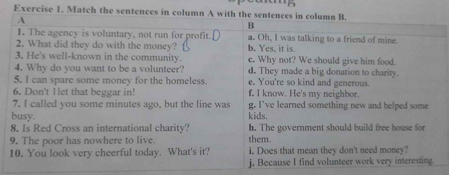 M5 
Exercise 1. Match the sentences in column