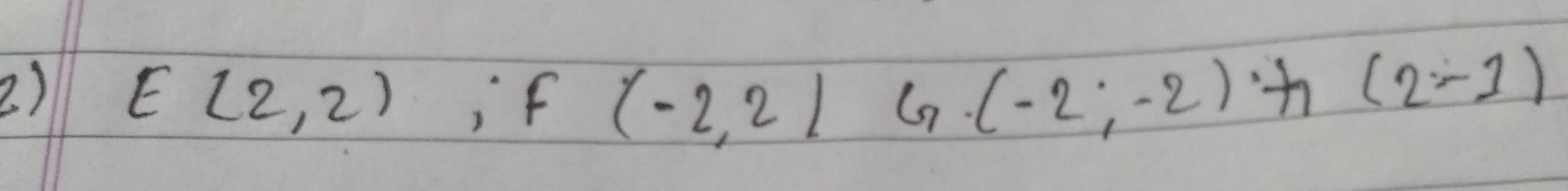 E(2,2), F(-2,2) G. (-2;-2); (2-1)