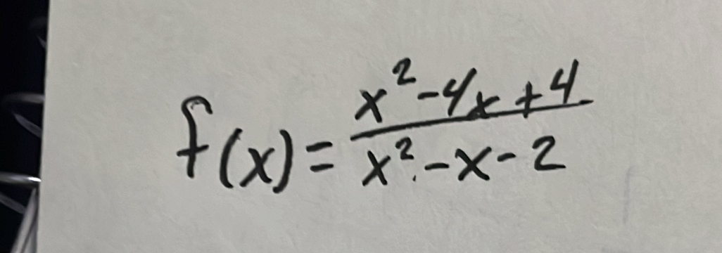 f(x)= (x^2-4x+4)/x^2-x-2 