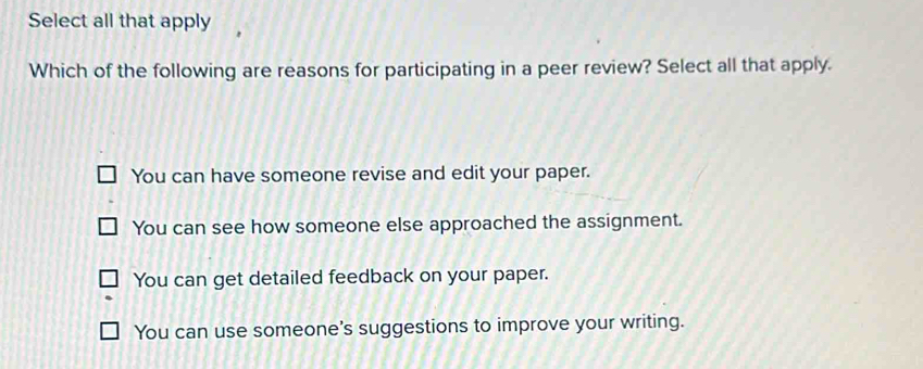 Solved: Select all that apply Which of the following are reasons for ...