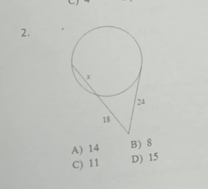 A) 14 B) 8
C) 11 D) 15