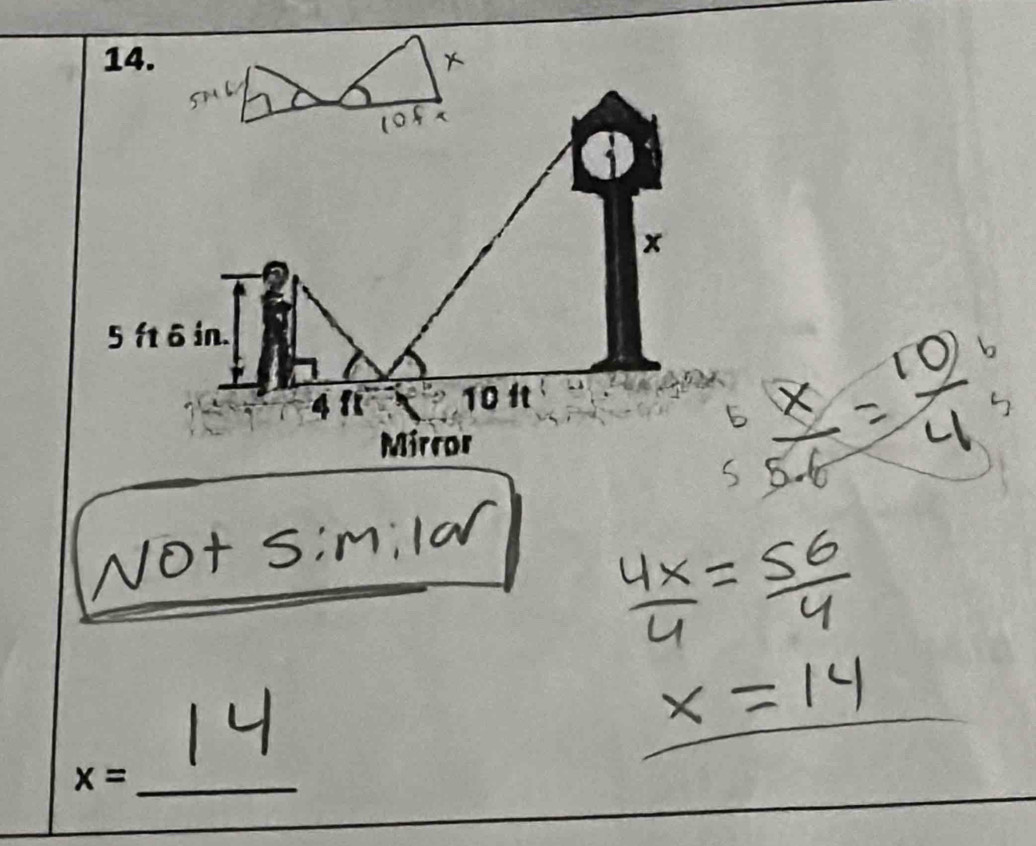 x
5 ft 6 in.
4 f 10 f
Mirror 
_ x=