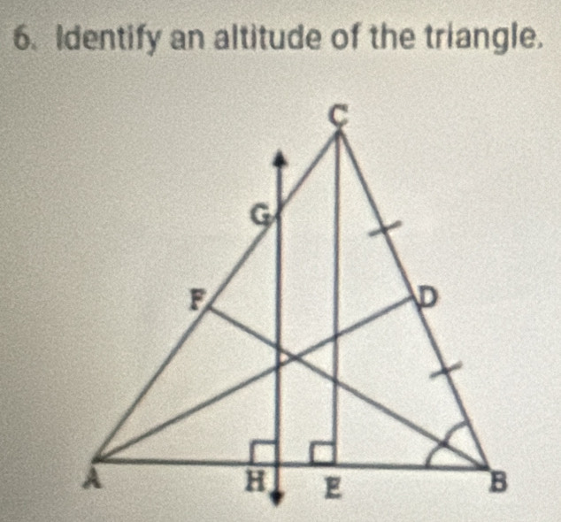 Identify an altitude of the triangle.