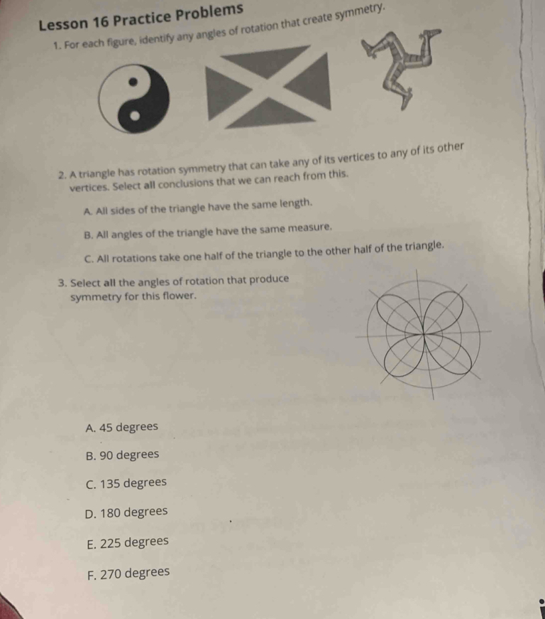 Solved: Lesson 16 Practice Problems 1. For each figure, identify any ...
