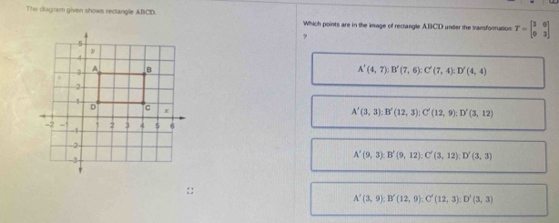 Solved: The diagram given shows rectangle ABCD. Which points are in the ...