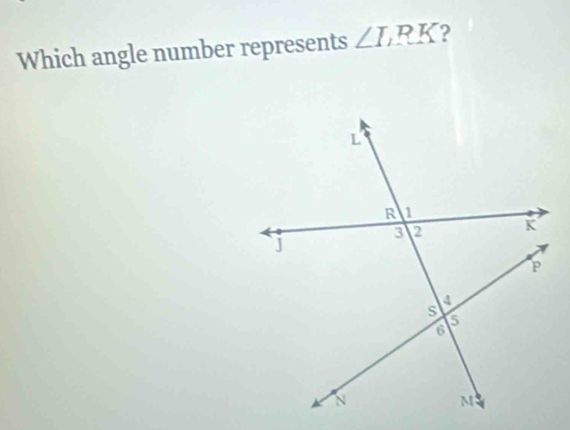 Which angle number represents ∠ I, RK ?