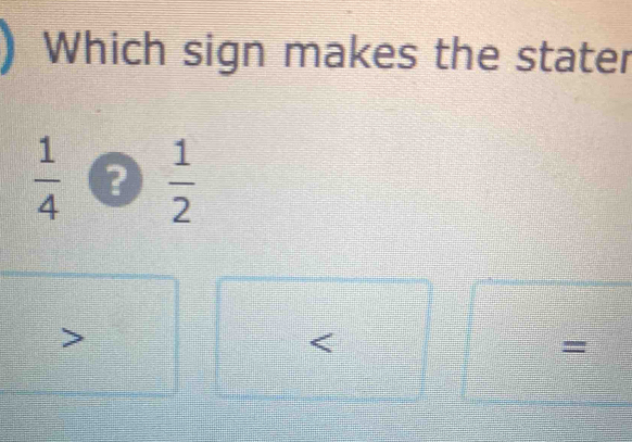 Which sign makes the stater
 1/4   1/2 
=