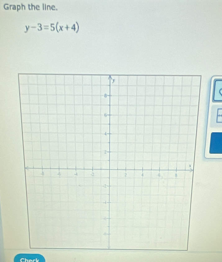 Graph the line.
y-3=5(x+4)
Check