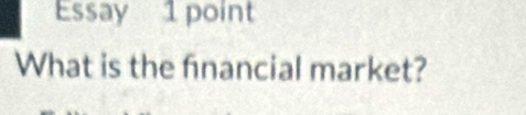 Essay 1 point 
What is the financial market?