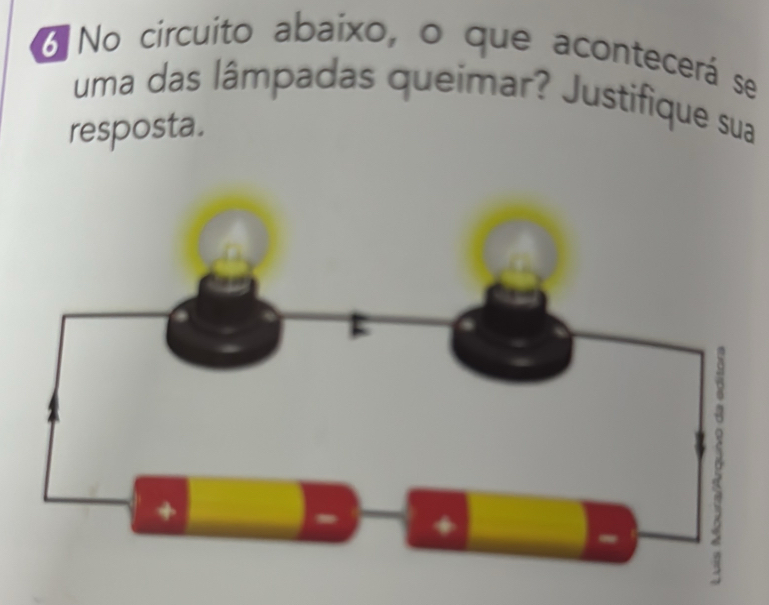 No circuito abaixo, o que acontecerá se 
uma das lâmpadas queimar? Justifique sua 
resposta.