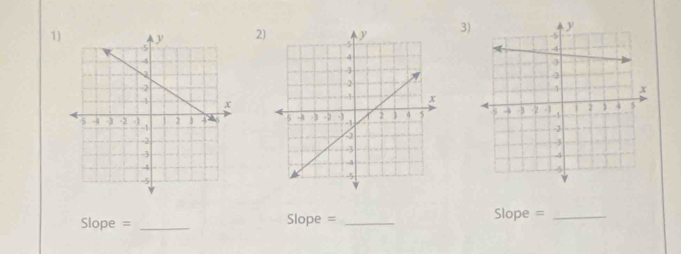 2 3 

Slope = _ Slope = _  Slope =_