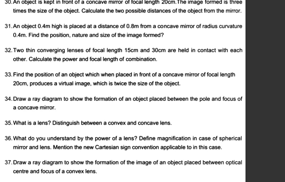 Solved: An object is kept in front of a concave mirror of focal length ...