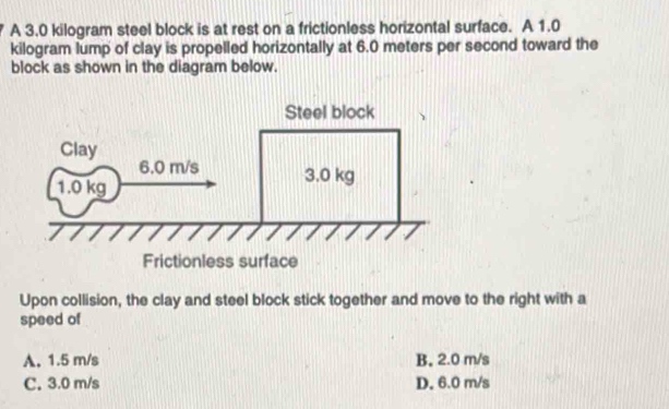 Solved: A 3.0 kilogram steel block is at rest on a frictionless ...