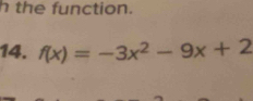 the function. 
14. f(x)=-3x^2-9x+2