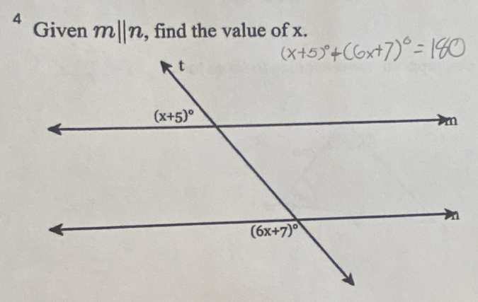 Given m||n , find the value of x.