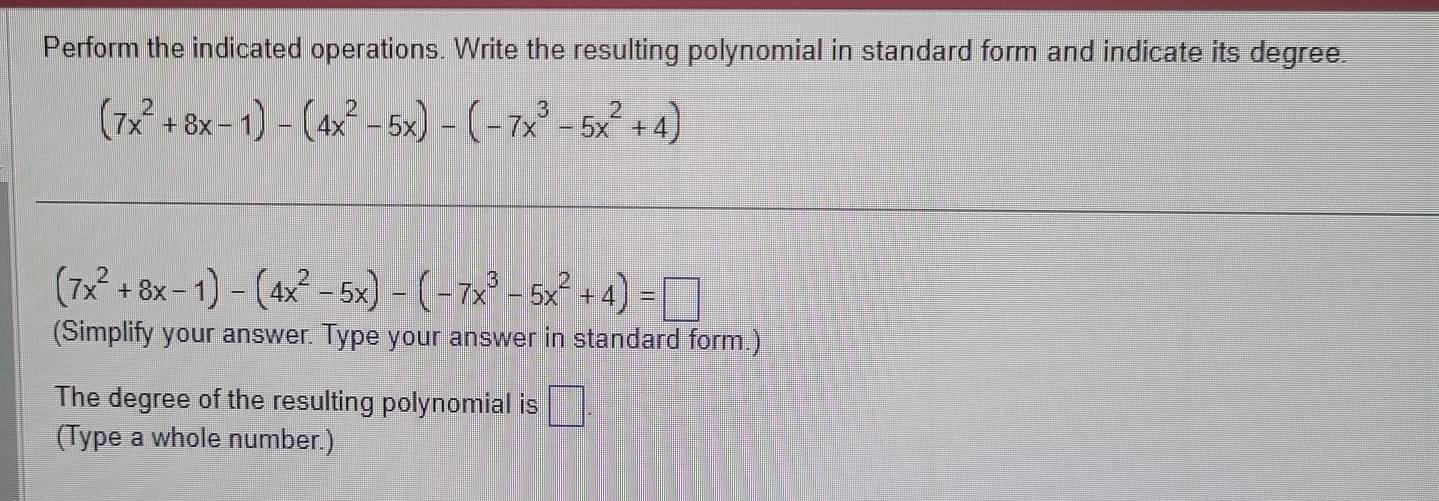 Solved: Perform the indicated operations. Write the resulting ...