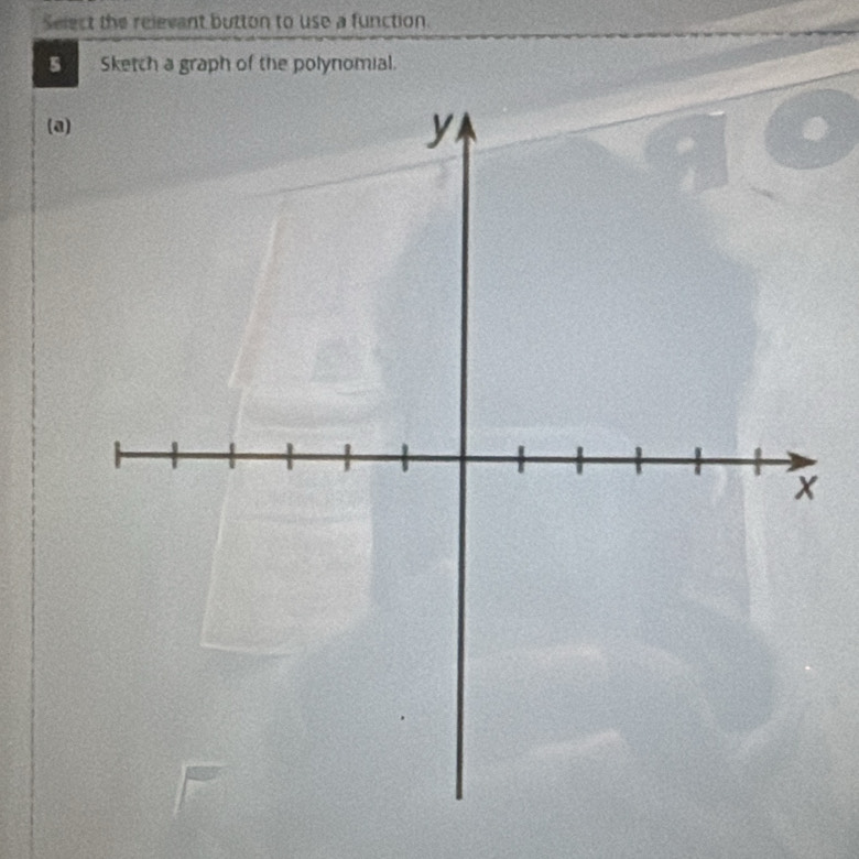 Select the relevant button to use a function. 
Sketch a graph of the polynomial. 
(a)
y
x