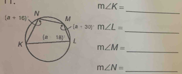 Ⅰ Ⅰ .
m∠ K=
_
_
_
m∠ M=
_ m∠ N=