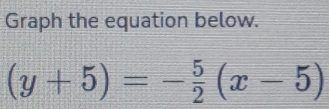 Graph the equation below.
(y+5)=- 5/2 (x-5)