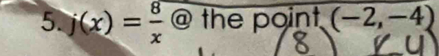 j(x)= 8/x  @ the point (-2,-4)